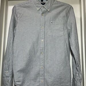 Crown & Ivy Blue and White Striped Button-Down Shirt